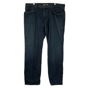Eddie Bauer Men's 42x34 Relaxed Fit Dark Wash Flannel Lined Denim Jeans‎